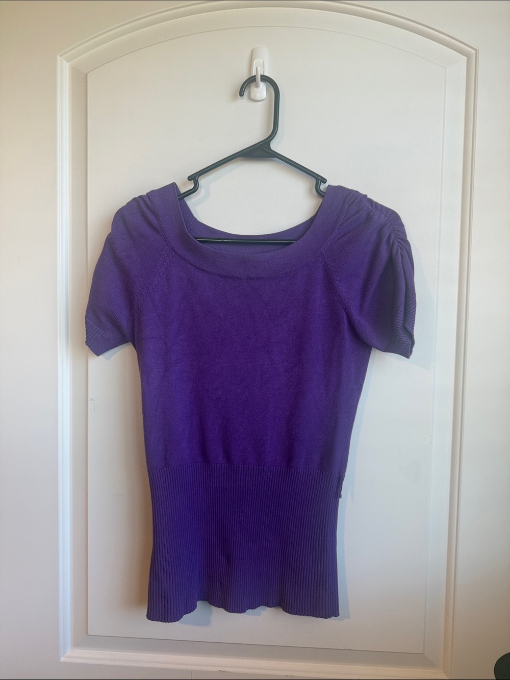 It's Our Time Purple Short-Sleeve Ribbed Waist Knit Top